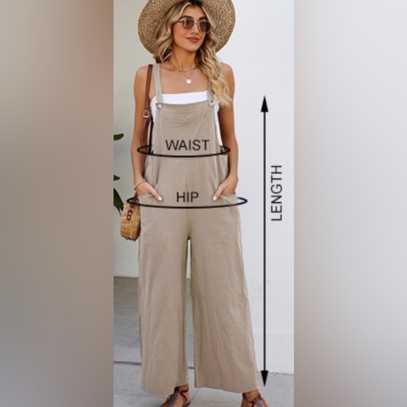 Baggy Comfy Overalls Casual Cotton Loose Fit Wide Leg Jumpsuit Adjustable Strap - Picture 10 of 10